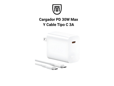 Cargador PD 30W Max Y Cable Tipo C 3A