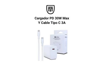 Cargador PD 30W Max Y Cable Tipo C 3A